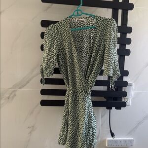 Reformation Green Floral Mini Dress